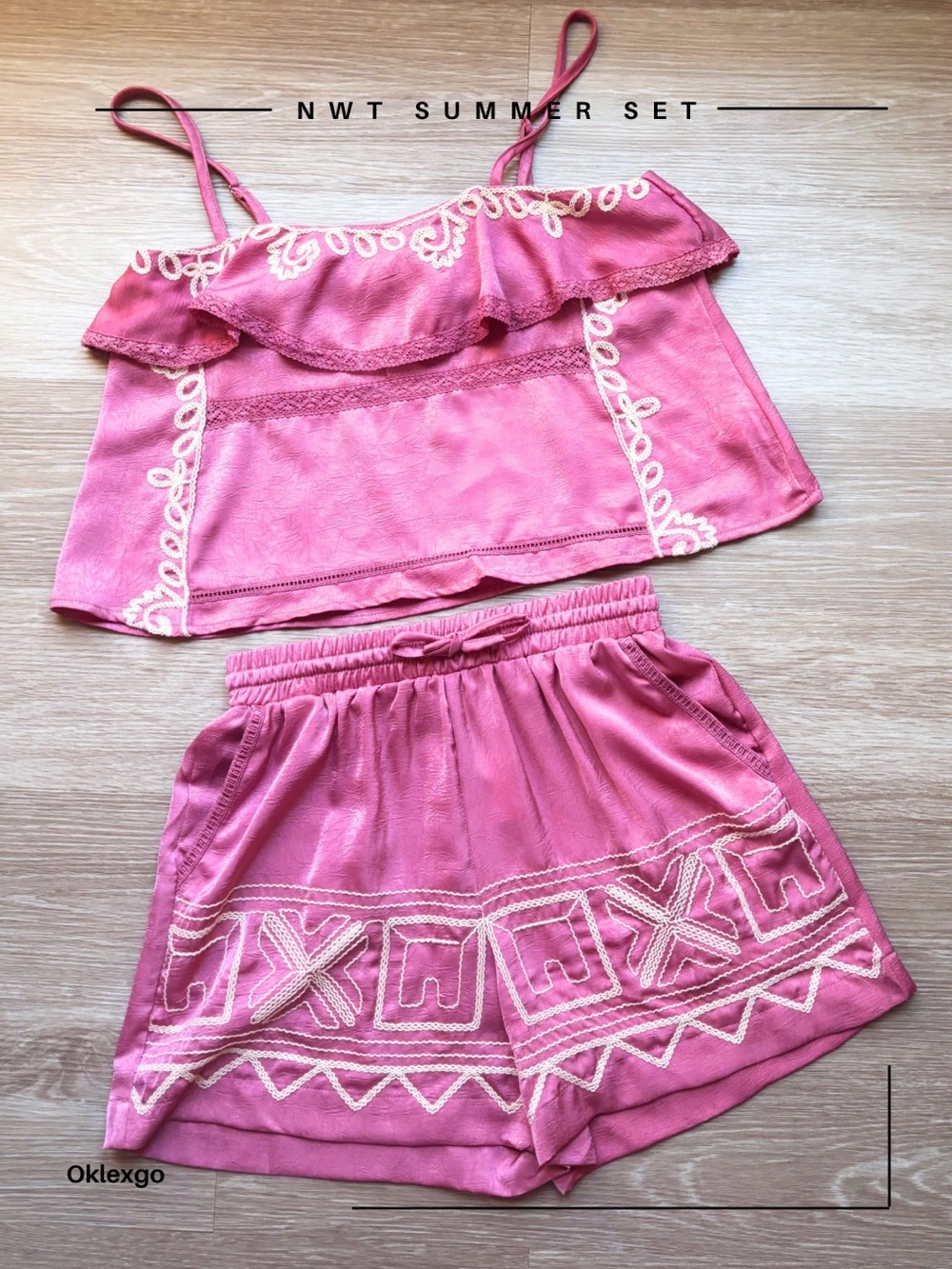 Women’s Pink Embroidered Shorts